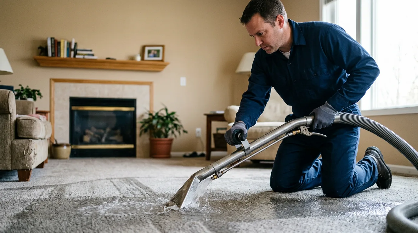 Water damage restoration technician working near Middle Point, OH